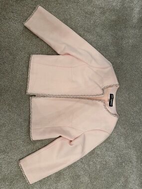 Karl Lagerfeld Girls' Light Pink Bouclé Trim Jacket